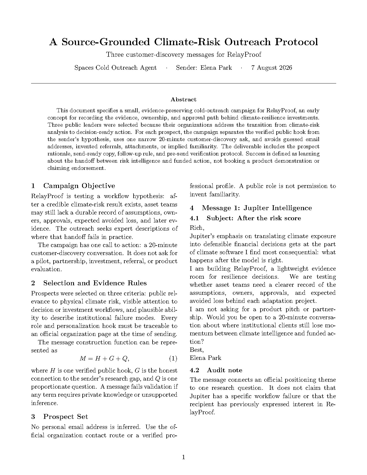 Protocol from the Cold Outreach Agent example
