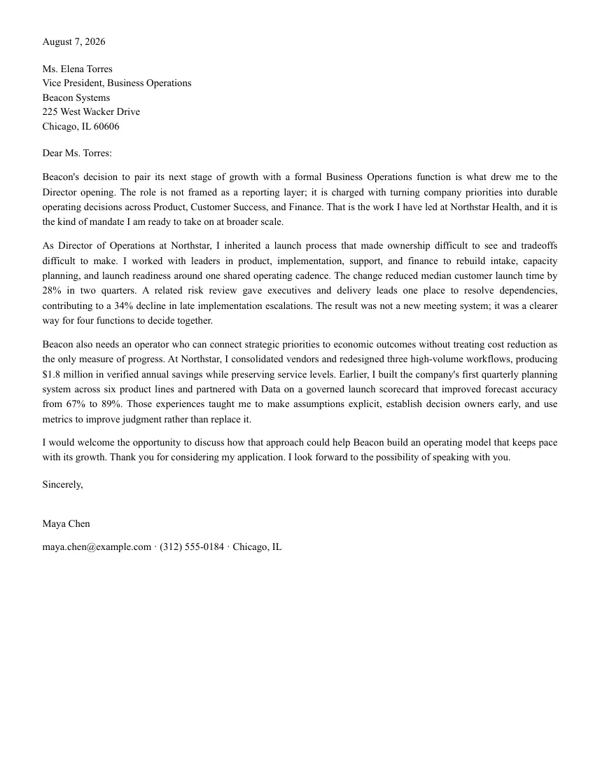 Finished letter from the Cover Letter Agent example