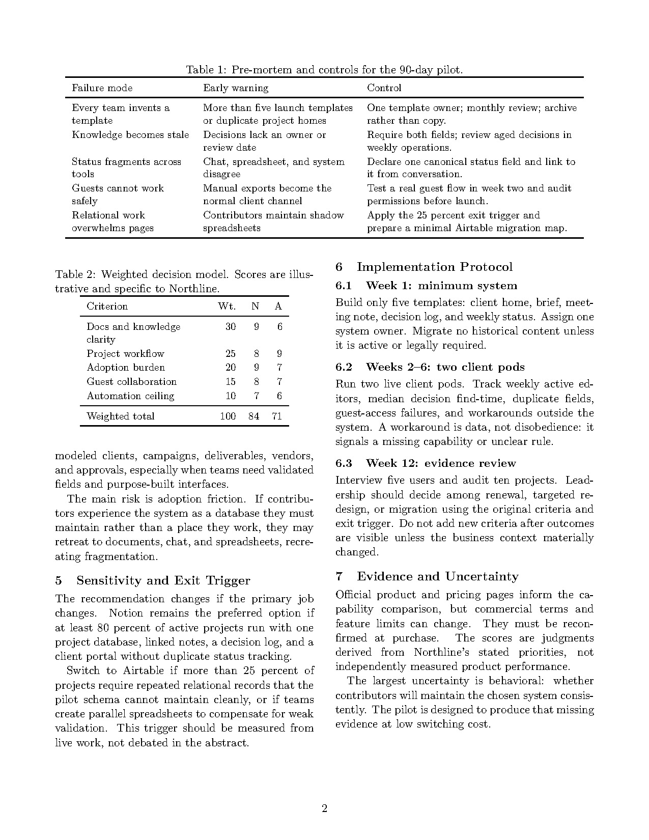 Pilot protocol from the Decision Memo Agent example