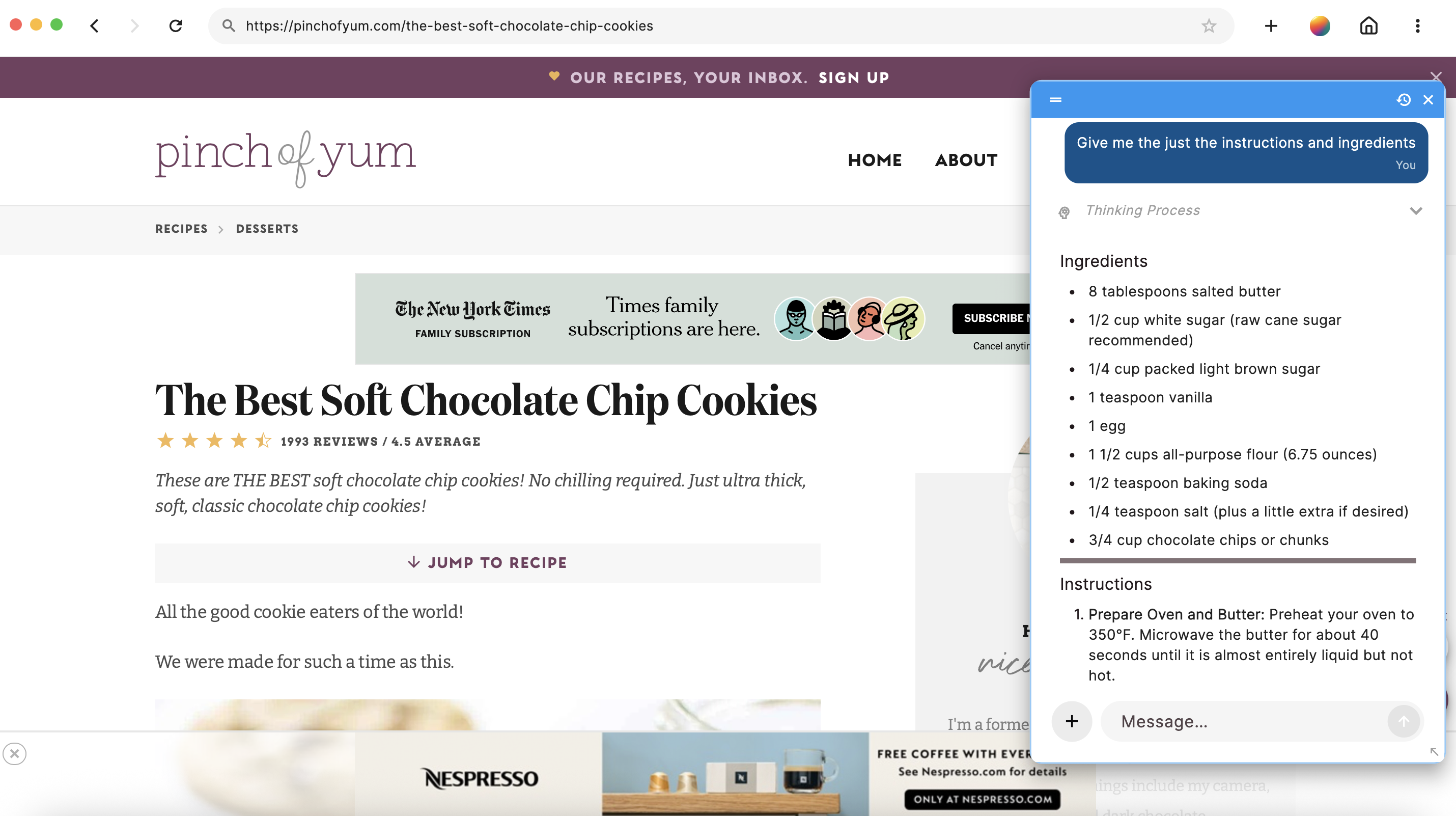 AI Browser Sidebar extracting data
